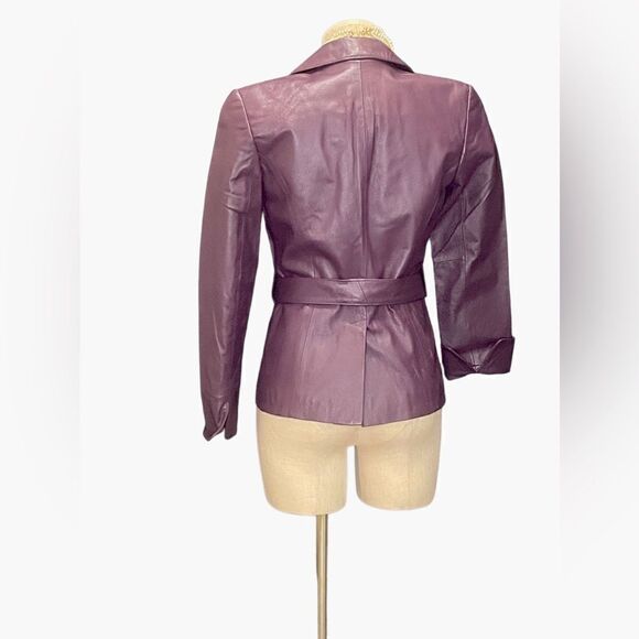 Chic Vintage Purple Genuine Leather Jacket - Picture 3 of 3